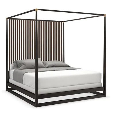 Caracole Pinstripe Canopy King Bed, Dark Chocolate In Brown