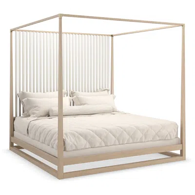 Caracole Pinstripe Canopy King Bed, Sun Drenched Oak In Brown
