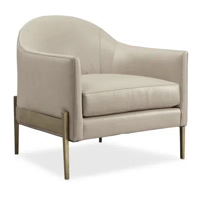 Caracole Rebound 30.5" Wide Tufted Genuine Leather Barrel Chair In Beige