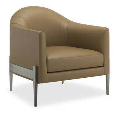 Caracole Rebound Leather Chair In Smoked Stainless/camel