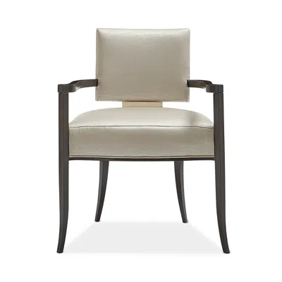 Caracole Stanley Dining Arm Chair In Gold/seal Skin