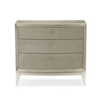 Caracole Rise And Shine 3 - Drawer Nightstand In Moonlit Sand,soft Silver Leaf