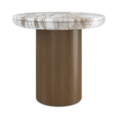 Caracole Seychelles Accent Side Table In Walnut/marble