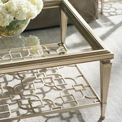 Caracole Sociables Cocktail Table In Taupe Silver Leaf