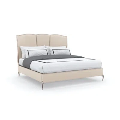 Caracole Un-deux-trois Upholstered Platform Bed In Beige
