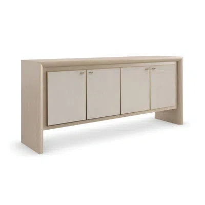 Caracole Unity 78" Wide Oak Solid Wood Credenza In Sun Drenched Oak,lucent Bronze Plated