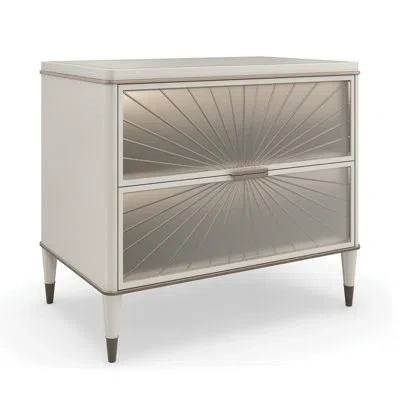 Caracole Valentina 2 - Drawer Solid Wood Nightstand In Matte Pearl/golden Shimmer In Matte Pearl,golden Shimmer