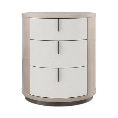 Caracole Wandering Three Drawer Oval Nightstand In Moonstone