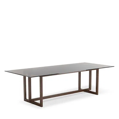Caracole Wish You Were Here Glass Top Dining Table In Smoked Bronze Glass/new Natural Walnut