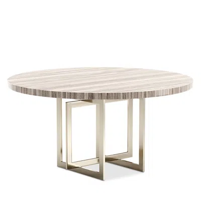 Caracole Wish You Were Here Round Dining Table In Sandstone/whisper Of Gold