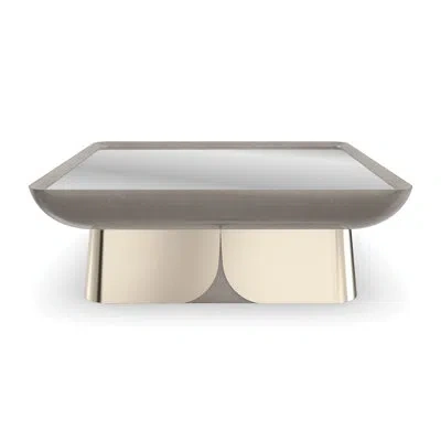 Caracole Zenith Cocktail Table In Clear;charcoal Leaf