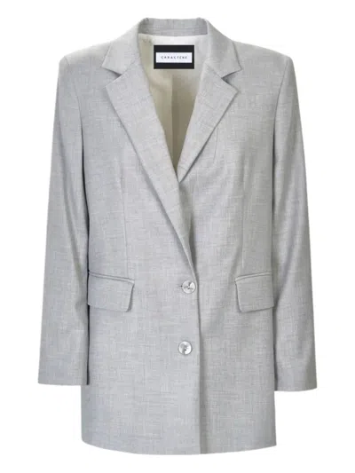Caractere Double-breasted Blazer In Grey