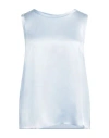 Caractere Caractère Èssential Woman Top Sky Blue Size 10 Acetate, Silk In Blue