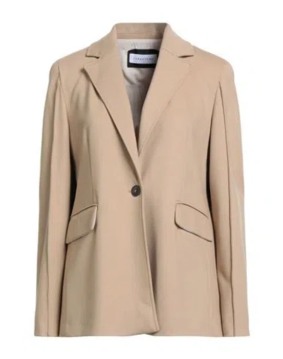 Caractere Caractère Woman Blazer Beige Size 12 Viscose, Polyamide, Elastane In Neutral