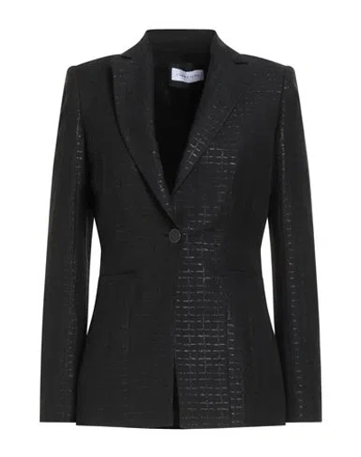 Caractere Caractère Woman Blazer Black Size 14 Cotton, Polyamide, Polyester, Elastane