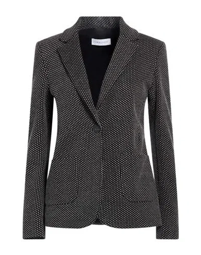 Caractere Caractère Woman Blazer Black Size 14 Cotton, Polyester, Elastane