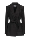 CARACTERE CARACTÈRE WOMAN BLAZER BLACK SIZE 10 LINEN, POLYAMIDE