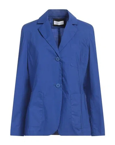 Caractere Caractère Woman Blazer Bright Blue Size 12 Cotton In Blue