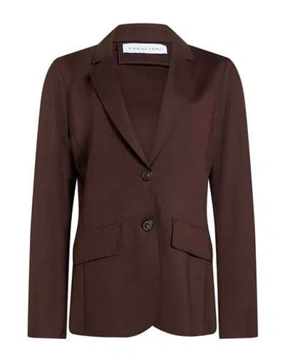 Caractere Caractère Woman Blazer Dark Brown Size 2 Viscose, Polyamide, Elastane