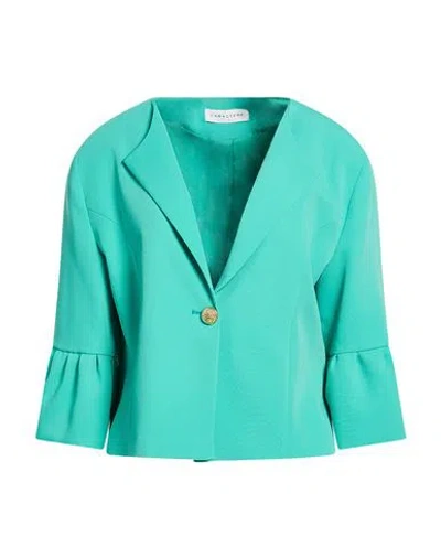 Caractere Caractère Woman Blazer Emerald Green Size 16 Polyester, Elastane