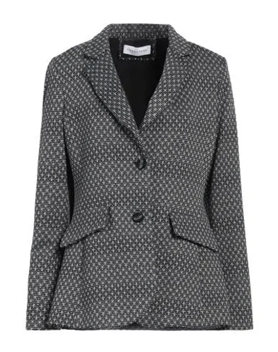 Caractere Caractère Woman Blazer Lead Size 8 Polyester, Metallic Fiber, Elastane In Grey