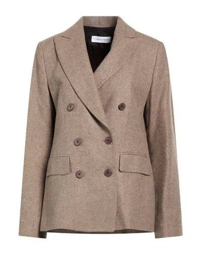 Caractere Caractère Woman Blazer Light Brown Size 14 Viscose, Wool In Sand
