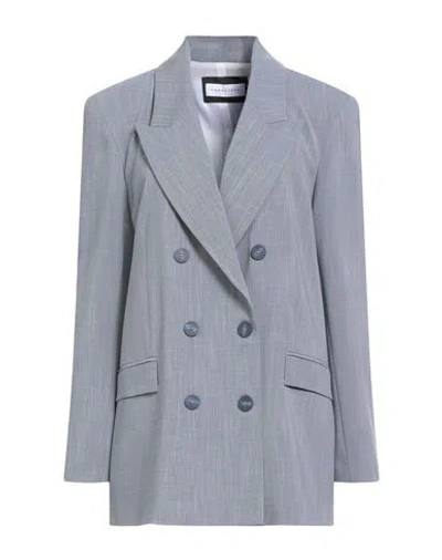 Caractere Caractère Woman Blazer Pastel Blue Size 8 Polyester, Viscose, Elastane In Gray