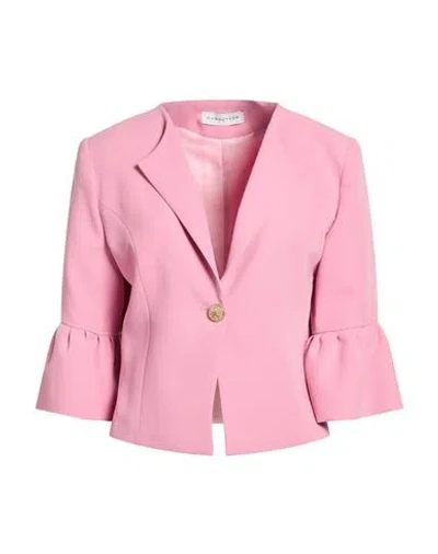 Caractere Caractère Woman Blazer Pink Size 16 Polyester, Elastane