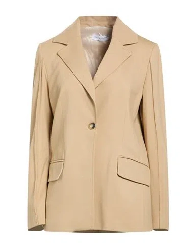Caractere Caractère Woman Blazer Sand Size 14 Viscose, Polyester, Elastane