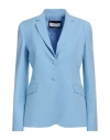 Caractere Caractère Woman Blazer Sky Blue Size 10 Polyester, Viscose, Elastane In Blue