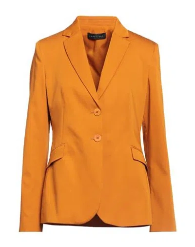 Caractere Caractère Woman Blazer Tan Size 10 Cotton, Polyester, Elastane In Brown
