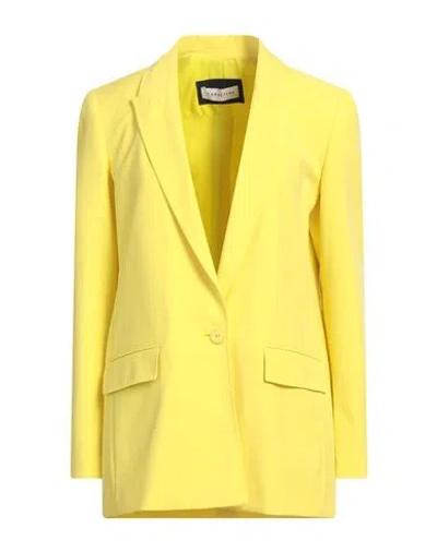 Caractere Caractère Woman Blazer Yellow Size 10 Polyester, Viscose, Elastane