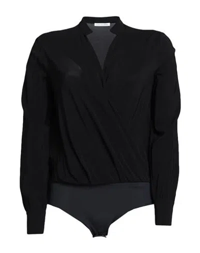 Caractere Caractère Woman Bodysuit Black Size 14 Viscose, Elastane, Cotton, Polyamide