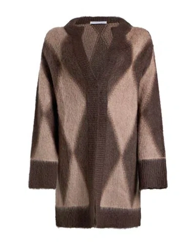 Caractere Caractère Woman Cardigan Brown Size Xl Polyacrylic, Mohair Wool, Polyamide, Wool