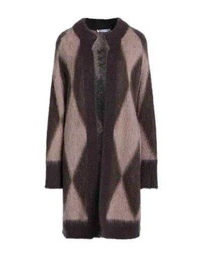 Caractere Caractère Woman Cardigan Dark Brown Size M Polyacrylic, Mohair Wool, Polyamide, Wool