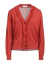 Caractere Caractère Woman Cardigan Rust Size Xl Polyacrylic, Virgin Wool In Red