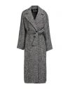 Caractere Caractère Woman Coat Black Size 12 Viscose, Polyamide, Elastane, Polyacrylic, Wool In Brown
