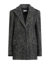 Caractere Caractère Woman Coat Black Size 14 Virgin Wool, Polyester, Polyacrylic, Wool In Black