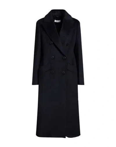 Caractere Caractère Woman Coat Midnight Blue Size 10 Polyacrylic, Polyester, Wool In Black