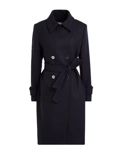 Caractere Caractère Woman Coat Navy Size 6 Virgin Wool, Polyamide In Blue
