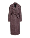 Caractere Caractère Woman Coat Pink Size 12 Viscose, Polyamide, Elastane, Polyacrylic, Wool In Purple