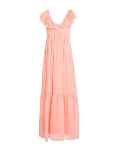 Caractere Caractère Woman Maxi Dress Salmon Pink Size 10 Viscose, Silk
