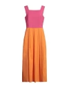 Caractere Caractère Woman Midi Dress Orange Size 12 Cotton In Orange