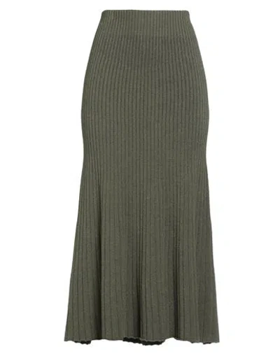 Caractere Caractère Woman Midi Skirt Military Green Size S Viscose, Polyester, Polyamide