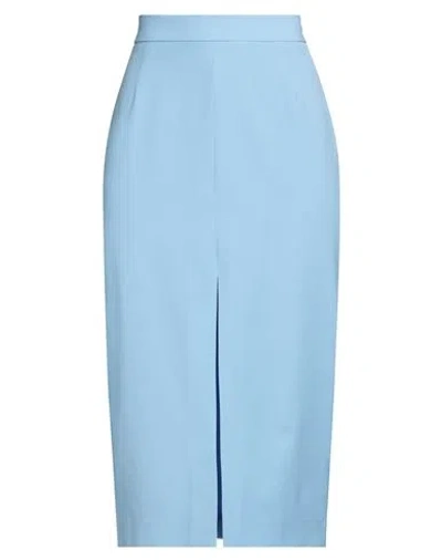 Caractere Caractère Woman Midi Skirt Sky Blue Size 8 Polyester, Viscose, Elastane