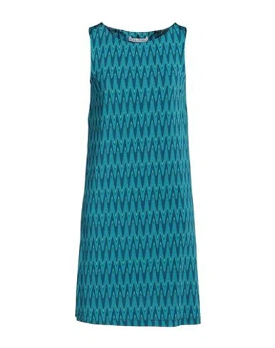 Caractere Caractère Woman Mini Dress Turquoise Size 14 Viscose, Elastane In Blue
