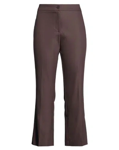 Caractere Caractère Woman Pants Brown Size 12 Cotton, Polyamide, Elastane