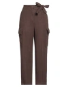 Caractere Caractère Woman Pants Dark Brown Size 12 Linen
