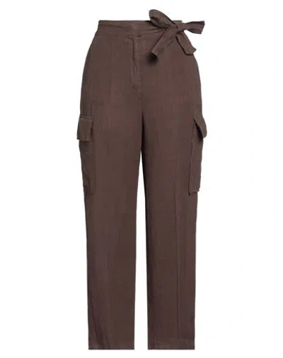 Caractere Caractère Woman Pants Dark Brown Size 12 Linen