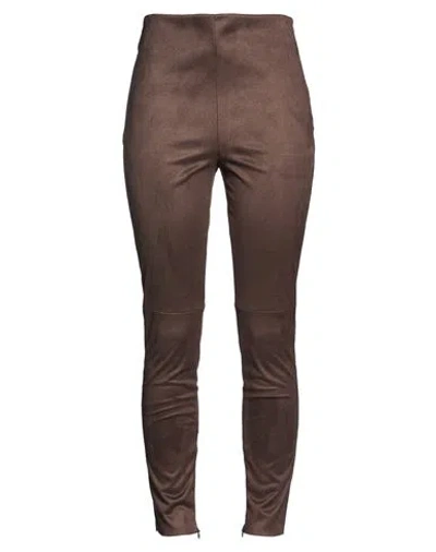 Caractere Caractère Woman Pants Dark Brown Size 14 Polyester, Polyurethane